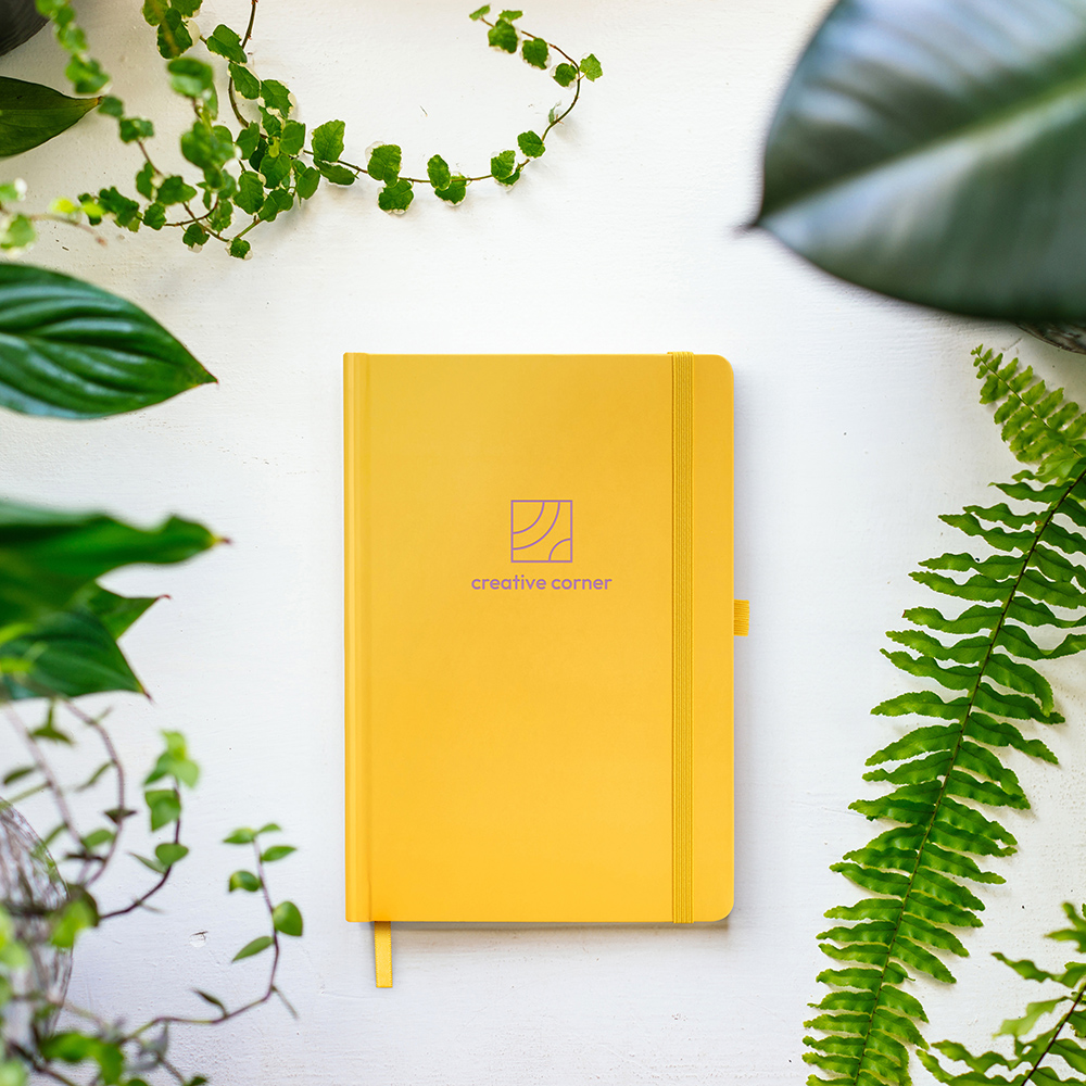 Notebook and plants