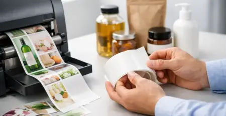Etiķešu druka produktiem bez liekiem riskiem